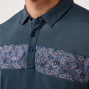 Travis Mathew Navy and Pink Patterned Polo- Good Good Acropolis Polo